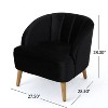 TOAOTBNBO Mid-Century Modern Velvet Accent Chair with Curved Backrest, Rubberwood Legs Barrel Armchair Chair Club Chair with Stitch Pattern - 3 of 4