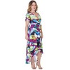 24seven Comfort Apparel Womens Colorful Floral V Neck Belted High Low Faux Wrap Dress - 2 of 4