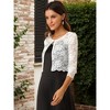 Allegra K Women's Elegant 3/4 Sleeve Sheer Floral Lace Cropped Bolero Shrugs - 4 of 4
