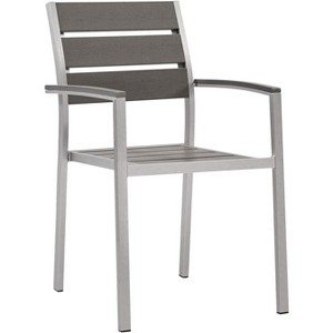 Modway Shore Outdoor Patio Aluminum Dining Armchair Silver Gray - 1 of 3