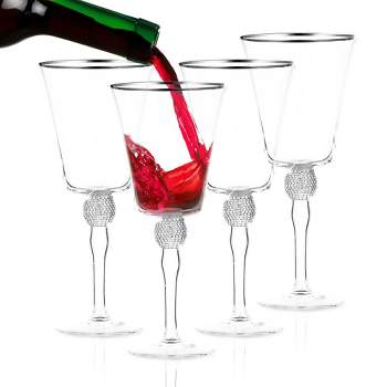 Berkware Luxurious Sparkling Studded Wine Goblet with Elegant Rim Design - 14.7oz