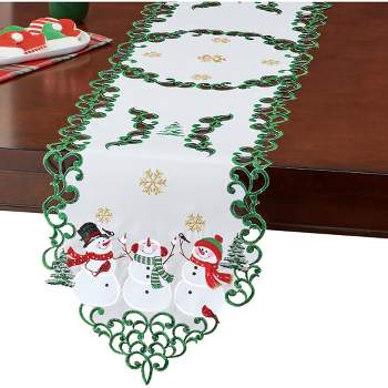 Collections Etc Winter Snowman & Snowflakes Cutwork Table Linens