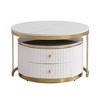 NicBex Modern Round Nesting Coffee Table with 2 Drawers and Metal Base for Living Room, White - 4 of 4