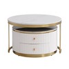 NicBex Modern Round Nesting Coffee Table with 2 Drawers and Metal Base for Living Room, White - image 4 of 4