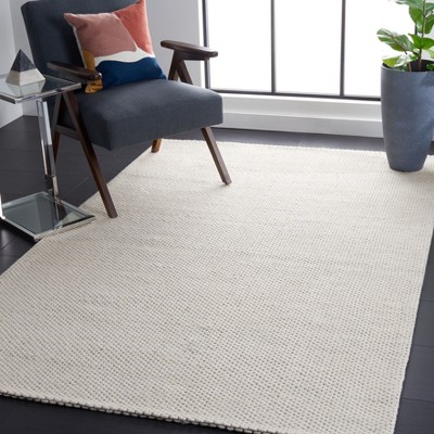 Ivory Rectangular Handwoven Wool Area Rug