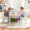 Costway Kids Art Table & Chairs Set with Paper Roll Wooden Craft Study Desk Active Play Gray/Natural - 4 of 4