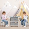 Babyjoy Kids Art Play Wood Table and 2 Chairs Set w/ Storage Baskets Puzzle - 3 of 4