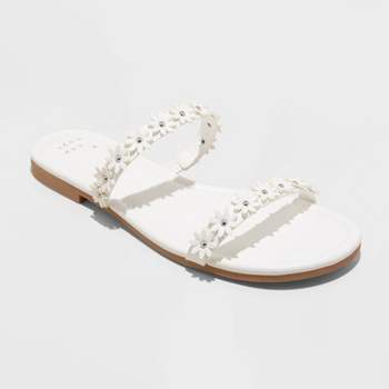 Women's Steffie Slide Sandals - A New Day™ White