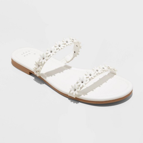 Women's Steffie Slide Sandals - A New Day™ White : Target
