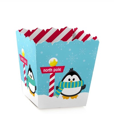 Big Dot of Happiness Holly Jolly Penguin - Party Mini Favor Boxes - Holiday and Christmas Party Treat Candy Boxes - Set of 12