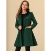Allegra K Women's Winter Double Breasted Vintage Velvet Contrast Collar Overcoat - 2 of 4