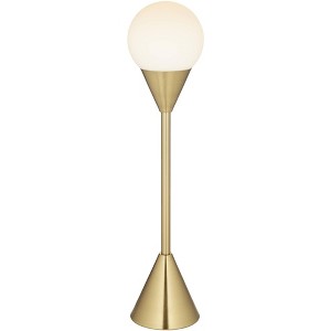 360 Lighting Leah 25 3/4" High Modern Accent Table Lamp Gold Brass Finish Metal Single Glass White Globe Shade Living Room Bedroom Bedside Nightstand - 1 of 4