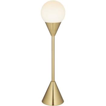 360 Lighting Leah 25 3/4" High Modern Accent Table Lamp Gold Brass Finish Metal Single Glass White Globe Shade Living Room Bedroom Bedside Nightstand
