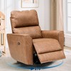 Power Recliner Chair Swivel Rockery Glider PU Leather Upholstered Glider Recliner Nursery Chair with USB Port and Lumbar Support for Living Room - 4 of 4