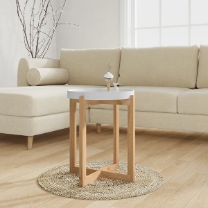 vidaXL Coffee Table White 16.1 in.x16.1 in.x19.1 in. Engineered Wood&Solid Wood Pine - 1 of 4