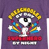 Girls' - Peanuts - Snoopy Preschooler By Day Superhero By Night Fitted Short Sleeve Graphic T-Shirt - 2 of 4