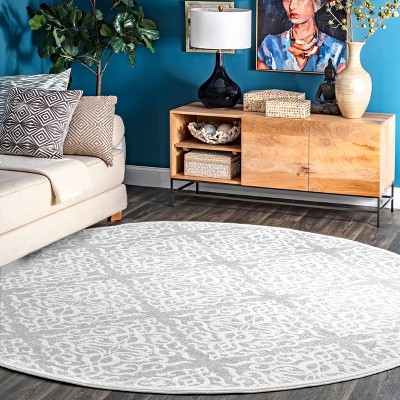 Nuloom Jaime Vintage Trellis Area Rug, Round 5', Gray