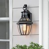 C Cattleya 1-Light Black Finish Metal and Brass Dusk to Dawn Outdoor Wall Light with Tempered Clear Glass - 2 of 4