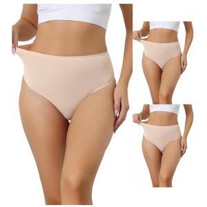 Allegra K Women's High Waist Tummy Control Stretch T-back Breathable Comfortable Thongs 3 Packs - 1 of 4