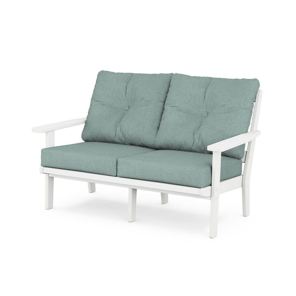 Photos - Sofa POLYWOOD Prairie Deep Seating Outdoor Patio Loveseat White/Glacier Spa: Craftsman Style, Weather-Resistant