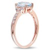 EVERLY JEWELRY | Rose Plated Sterling Silver 0.07 CT Diamond TW And 1 CT TGW Aquamarine Fashion Ring - 2 of 4