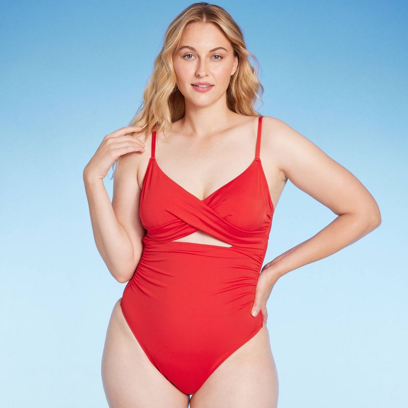 Women's Twist Detail Underwire Extra Cheeky High Leg One Piece Swimsuit - Shade & Shore™, 4 of 9