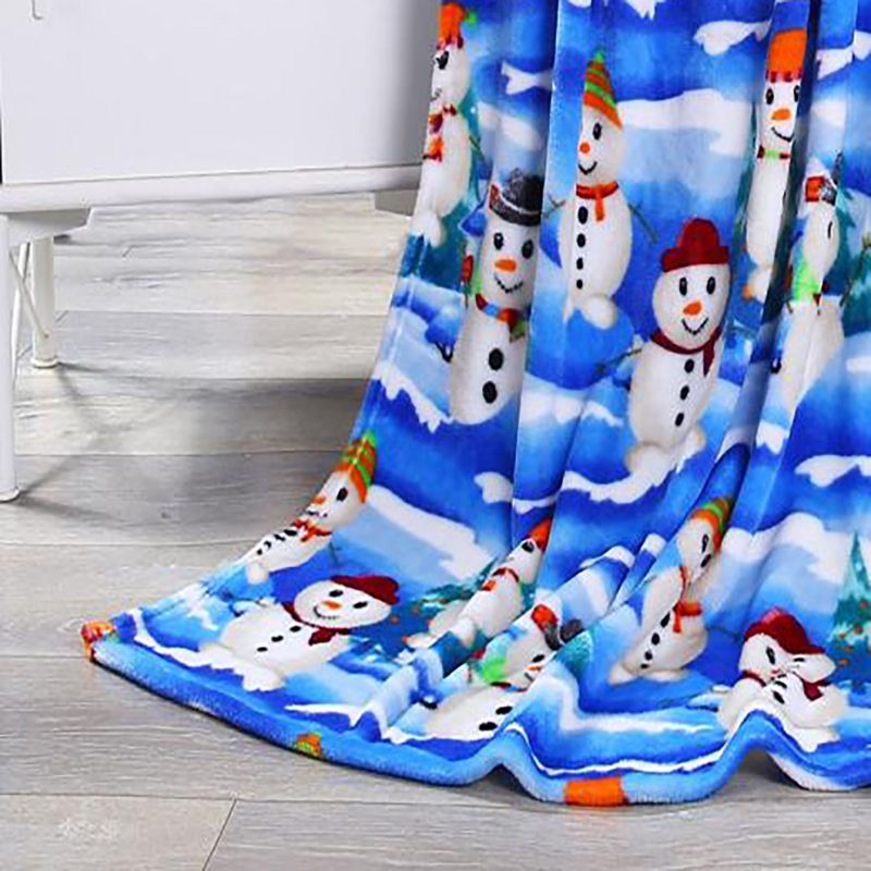 Plazatex Holiday "White Snowman" Design Micro Plush Throw Blanket - (50"x60") in Multicolor, 2 of 4
