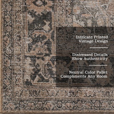 Light Brown Rectangular Synthetic 4' x 6' Vintage Medallion Rug