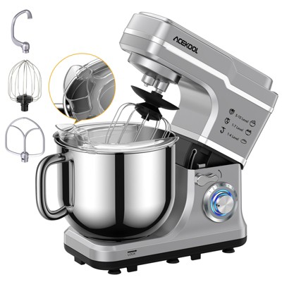 Acekool 660W Tilt-Head Stand Mixer with 10-Speed Control, 7.5QT Mixing Bowl, Whisk, Dough Hook, Beater & Splash Guard