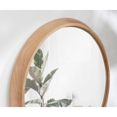 Uldrich Natural Brown 27'' Round Wood Decorative Wall Mirror