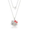 Hello Kitty Womens Silver Plated Clear Crystal Hello Kitty Pendant, 18'' - 4 of 4