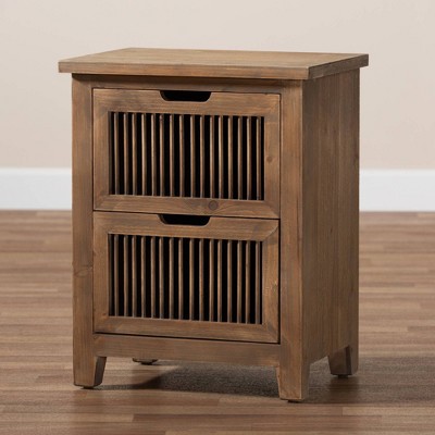 Clement Rustic Medium Oak 2-Drawer Spindle Nightstand