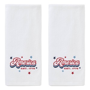 2pc Retro America Hand Towel Set - SKL Home: Velour Cotton, Midweight, Machine Washable, for Bathroom - 1 of 4