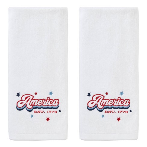 2pc Retro America Hand Towel Set - Skl Home: Velour Cotton, Midweight ...