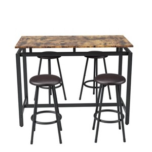 NicBex Dining Table Set for 4 Kitchen Table Rural Kitchen Table with 4 Bar Stools Metal Frame and MDF - 1 of 4