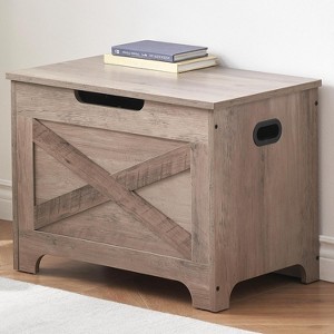 23.6"L Storage Chest with Lift-Top & 2 Safety Hinges, Sturdy Entryway Storage Bench, Multi-Functional Shoe Bench - 1 of 4