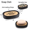 Evideco French Home Goods Elegant Dolomite Soap Dish with Bamboo Tray – Stylish Bathroom Accessory, Versatile Use in Kitchen & Bathroom - 4 of 4