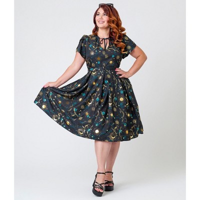 Unique Vintage Women's Plus Dahlia Swing Dress