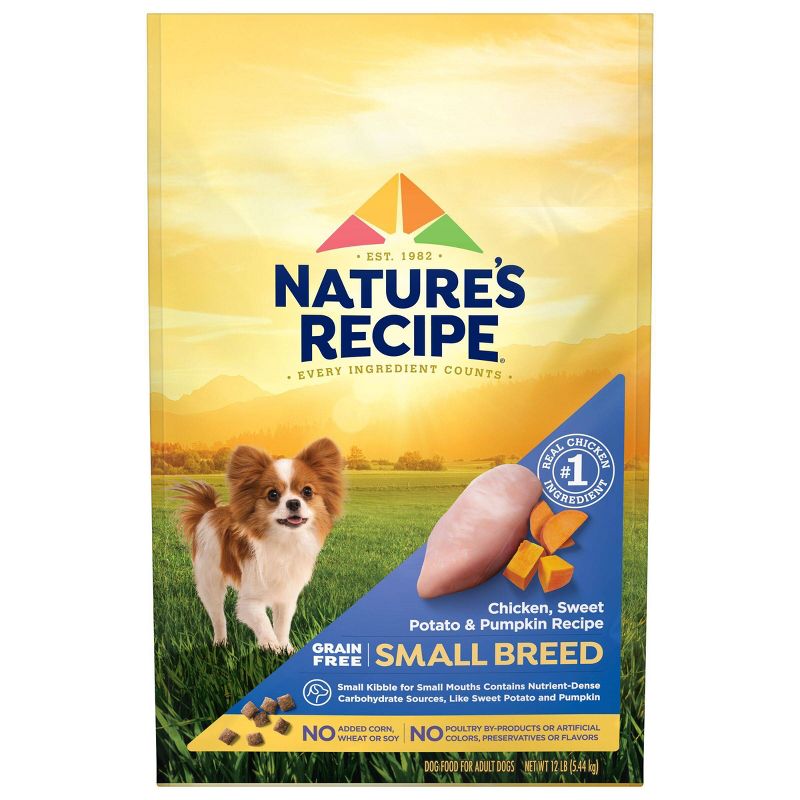 Nature's Recipe Grain Free Chicken, Sweet Potato & Pumpkin Recipe Small Breed Adult Dry Dog Food, 1 of 10