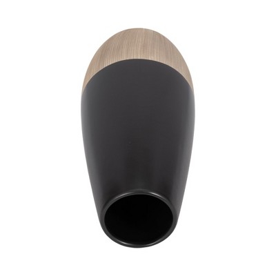17" Black and Beige Two-Tone Ceramic Table Vase