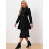 Allegra K Women's Turn Down Collar Flap Pocket Double Breasted Outwear Swing Winter Coat - 3 of 4
