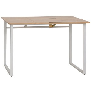 HOMCOM Modern Drafting Drawing Table with Adjustable Tiltable Tabletop, Writing Office Desk Artist Workstation, Oak - 1 of 4