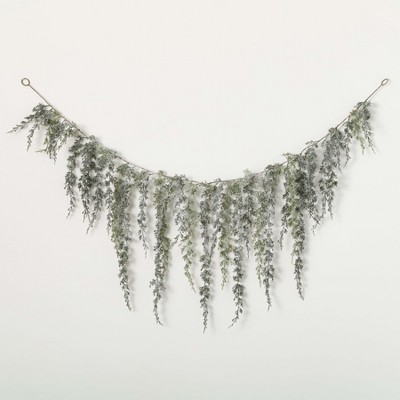 69"L Sullivans Artificial Draping Cypress Christmas Garland, Green-White, Indoor Christmas Decor