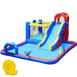 Yaheetech 10-in-1 Inflatable Bounce House Water Slide, Blue - 1 of 4