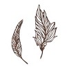 Wall Decor-Set of Two Metal Feather Hanging Wall Art Laser Cut Contemporary Nature Sculpture for Living Room, Bedroom, Kitchen by Lavish Home (Brown) - 2 of 4