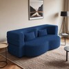 Modern Floor Sofa with 2 Pillows,Convertible Teddy Fabric Foam-Filled Sleeper Sofa Bed,15" Full Size Folding Mattress - Leovsnove - 2 of 4