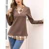 WhizMax Women's Long Sleeve Contrast Collared Shirts Patchwork Work Blouse Tunics Tops - 2 of 4