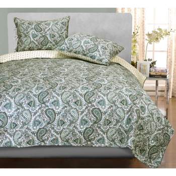 Whimsical Floral Classic Paisley Reversible Cotton Quilt Set by Blue Nile Mills