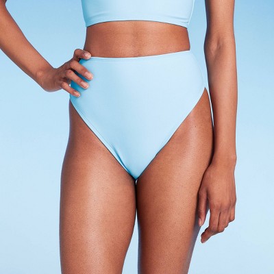 Women's High Leg Cheeky High Waist Bikini Bottom - Wild Fable™ Light Blue