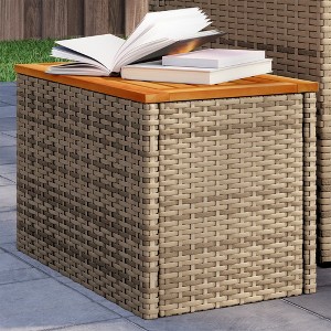 vidaXL Garden Side Table Beige and brown - 1 of 2